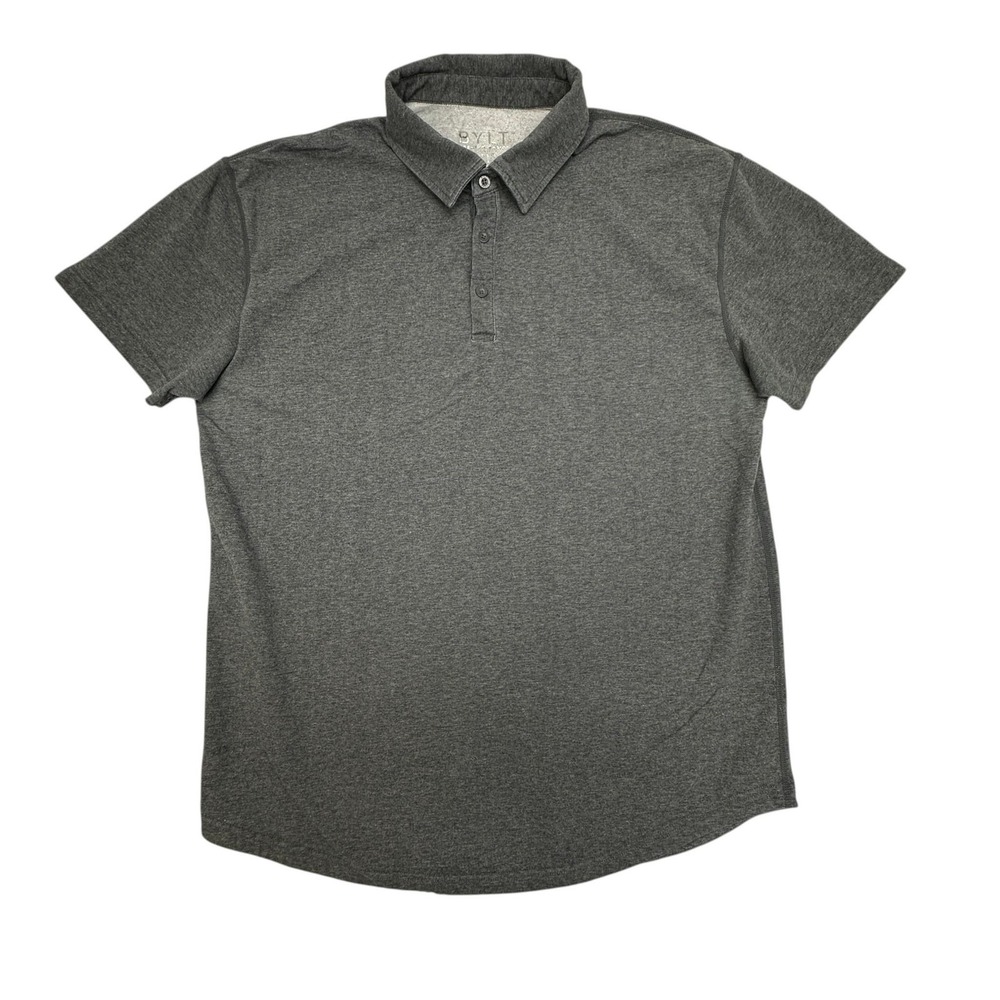BYLT Polo Shirt Mens XL Gray Drop-Cut S/S Lux Stretch Jersey Slim Fit Top Casual